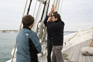 Franck, Tom et Bérenger à la drisse